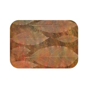 Bath Mat Wrap Colorful Leaf Copper Brown Beige Nature Art Print Old Antique Vintage