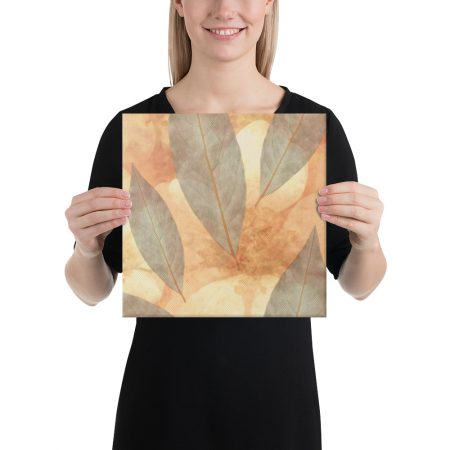 Canvas Wrap Leaves Leaf Print Blue Beige Cream Nature Art Print Old Antique Vintage - Image 2