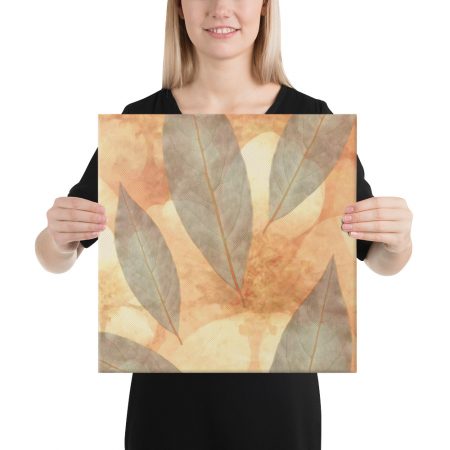 Canvas Wrap Leaves Leaf Print Blue Beige Cream Nature Art Print Old Antique Vintage - Image 3