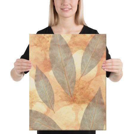 Canvas Wrap Leaves Leaf Print Blue Beige Cream Nature Art Print Old Antique Vintage - Image 4