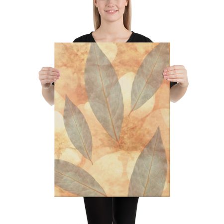 Canvas Wrap Leaves Leaf Print Blue Beige Cream Nature Art Print Old Antique Vintage - Image 5