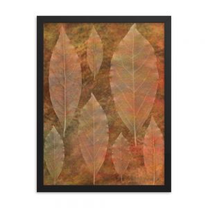 Framed Poster Leaves Leaf Copper Brown Colorful Beige Nature Art Print Old Antique Vintage
