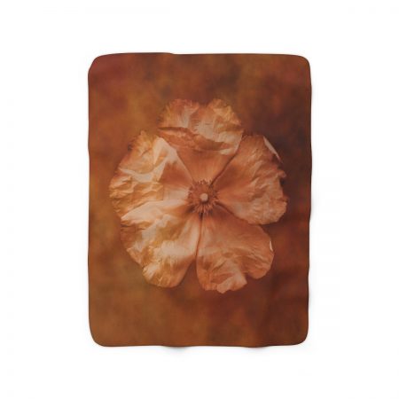 Sherpa Fleece Blanket Flower Art Print Old Antique Vintage Botanical Tan Beige Brown - Image 3