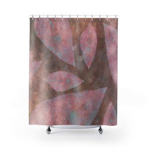 Shower Curtain Colorful Leaves Leaf Print Purple Beige Cream Brown Nature Art Print Old Antique Vintage