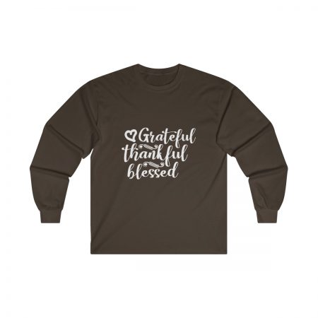 Ultra Cotton Long Sleeve Tee Several Colors - Grateful Thankful Blessed - Image 2