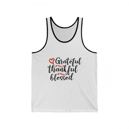 Unisex Jersey Tank Shirt Top - Grateful Thankful Blessed - Image 2