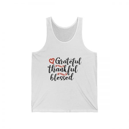 Unisex Jersey Tank Shirt Top - Grateful Thankful Blessed