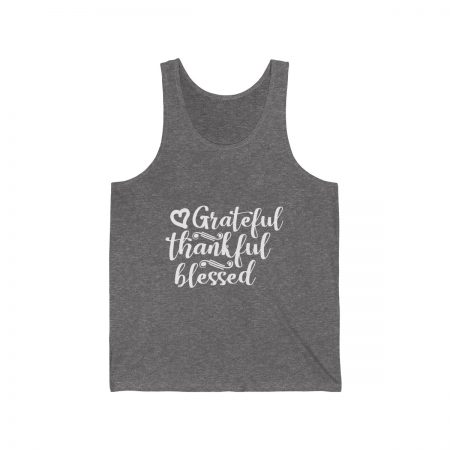 Unisex Jersey Tank Shirt Top Several Colors - Grateful Thankful Blessed - Image 2