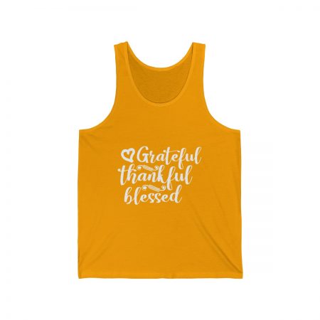 Unisex Jersey Tank Shirt Top Several Colors - Grateful Thankful Blessed - Image 4