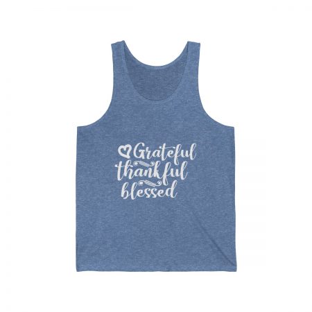 Unisex Jersey Tank Shirt Top Several Colors - Grateful Thankful Blessed - Image 5