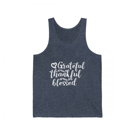 Unisex Jersey Tank Shirt Top Several Colors - Grateful Thankful Blessed - Image 6