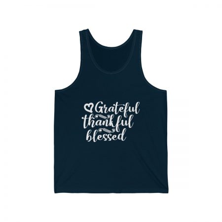 Unisex Jersey Tank Shirt Top Several Colors - Grateful Thankful Blessed - Image 7