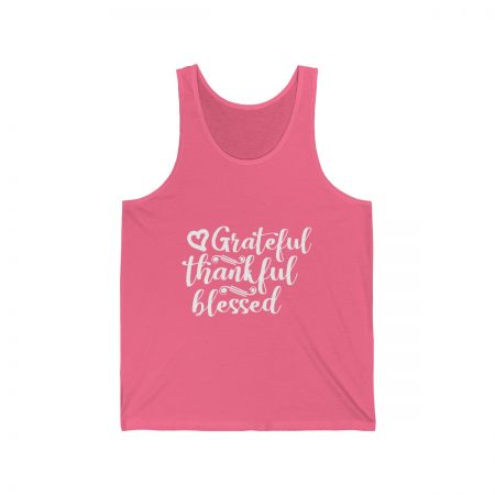 Unisex Jersey Tank Shirt Top Several Colors - Grateful Thankful Blessed - Image 8