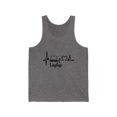 Unisex Jersey Tank Shirt Top Several Colors – Laptop – Love Heartbeat - Image 2