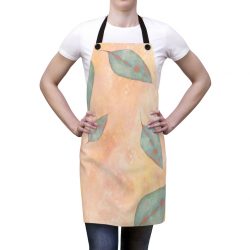 Apron Colorful Blue Leaves Leaf Beige Cream Coral Brown Art Print Old Antique Vintage
