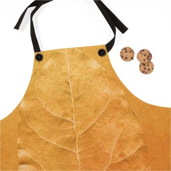 Apron Golden Leaf Vein Print Beige Gold Nature Art Print Old Antique Vintage