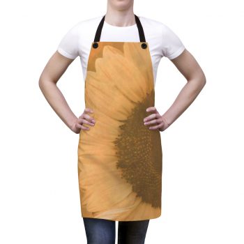 Apron Large Sunflower Flower Art Print Old Antique Vintage Beige Yellow Brown