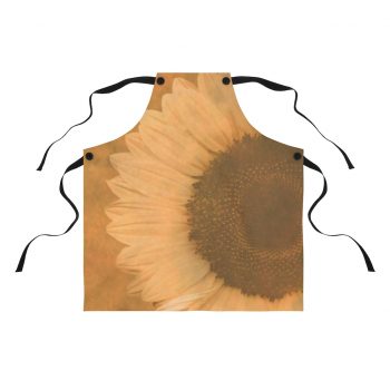 Apron Large Sunflower Flower Art Print Old Antique Vintage Beige Yellow Brown