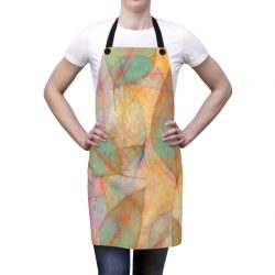 Apron Leaves Leaf Blue Pink Beige Cream Brown Art Print Old Antique Vintage