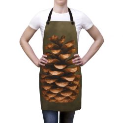 Apron Pine Cone Print Beige Green Brown Nature Art Print Old Antique Vintage