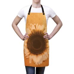 Apron Sunflower Flower Art Print Old Antique Vintage Beige Yellow Brown Gold