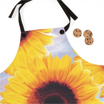 Apron Sunflowers Flower Art Print Old Antique Vintage Blue Yellow Brown