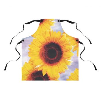 Apron Sunflowers Flower Art Print Old Antique Vintage Blue Yellow Brown