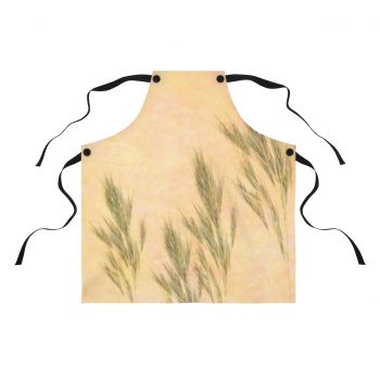 Apron Wheat Field Green Beige Landscape Nature Art Print Old Antique Vintage