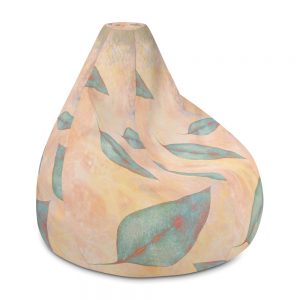 Bean Bag Chair w/ filling Colorful Blue Leaves Leaf Beige Cream Coral Brown Art Print Old Antique Vintage