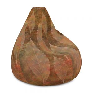 Bean Bag Chair w/ filling Colorful Leaf Copper Brown Beige Nature Art Print Old Antique Vintage