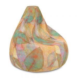 Bean Bag Chair w/ filling Colorful Leaves Leaf Blue Pink Beige Cream Brown Art Print Old Antique Vintage