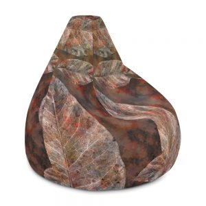 Bean Bag Chair w/ filling Colorful Leaves Leaf Print Grey Beige Cream Brown Nature Art Print Old Antique Vintage