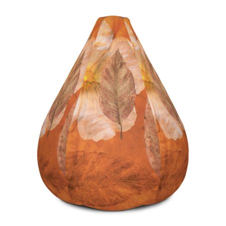 Bean Bag Chair w/ filling Flower Art Print Old Antique Vintage Botanical Beige Brown Leaf Leaves - Image 3