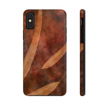 Case Mate Tough Cell Phone Cover Dark Brown Leaves Leaf Beige Nature Art Print Old Antique