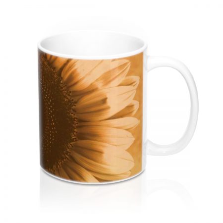 Coffee Mug 11oz Sunflower Flower Art Print Old Antique Vintage Beige Yellow Brown Gold - Image 3