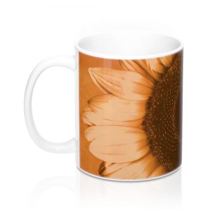 Coffee Mug 11oz Sunflower Flower Art Print Old Antique Vintage Beige Yellow Brown Gold