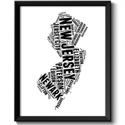 INSTANT DOWNLOAD New Jersey Map Typography Print Text Word Cloud Black White Poster Print USA United States Modern Landscape Wall Art