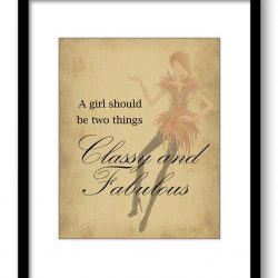 INSTANT DOWNLOAD A Girl Should be Two Things Classy and Fabulous Beige Art Print Wall Decor Bathroom Bedroom poster quote inspirational