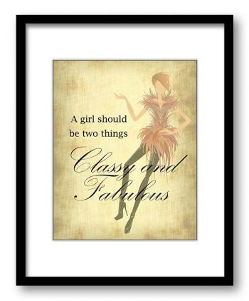 INSTANT DOWNLOAD A Girl Should be Two Things Classy and Fabulous Yellow Art Print Wall Decor Bathroom Bedroom poster quote inspirational