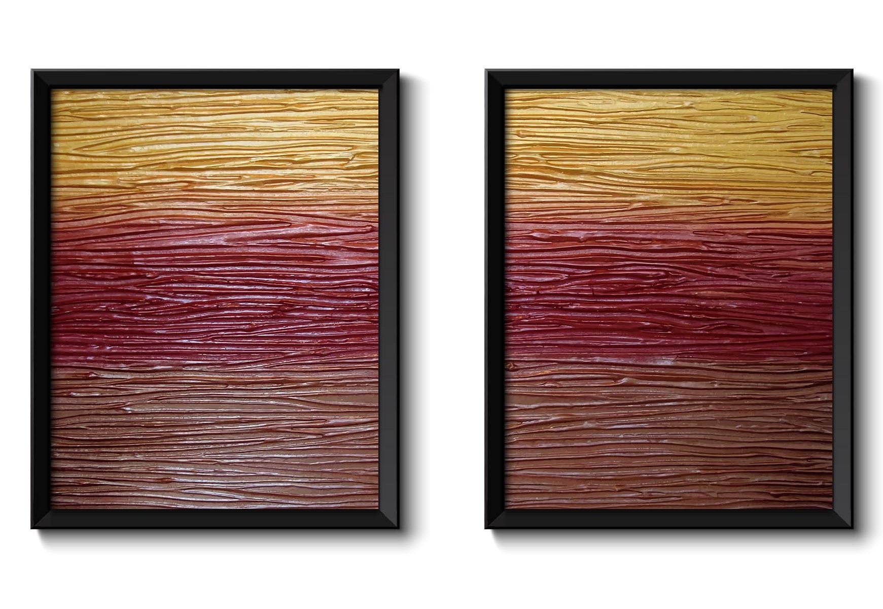 INSTANT DOWNLOAD Abstract Painting Fine Art Print Set of 2 Texture Metallic Burgundy Red Gold Brown Modern Wall Decor Bedroom Bathroom