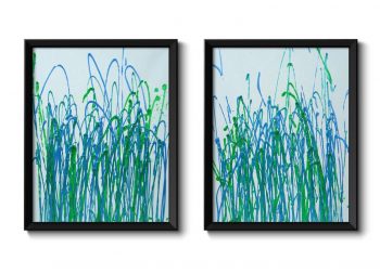 INSTANT DOWNLOAD Abstract Painting Fine Art Print Sparkles Teal Blue Lime Green Modern Wall Decor Set of 2 Bedroom Bathroom Living Room