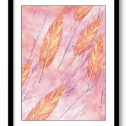 INSTANT DOWNLOAD Abstract Watercolor Bathroom Wall Decor Pink Orange Coral Leaves Leaf Art Print Nature Landscape Elegant Colorful Painting