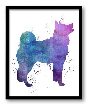 INSTANT DOWNLOAD Akita Dog Watercolor Art Painting Print Poster Dog Art Dog Painting Dog Breeds Home Decor Wall Art Pink Blue Purple Green