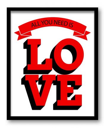 INSTANT DOWNLOAD All You Need is LOVE Art Print - White Red Home Wall Decor Nursery Kitchen Wall Art Poster Quote Inspirational Motivational