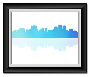 INSTANT DOWNLOAD Anchorage Skyline Alaska City Sky Royal Blue Watercolor Cityscape Poster Print Modern Abstract Landscape Art Painting