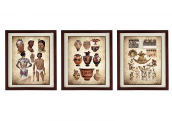 INSTANT DOWNLOAD Ancient Artifacts Wall Decor Set of 3 Prints Parchment Paper Style Old Book Antique Printable Tattoo Native People Wall Art