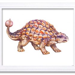 INSTANT DOWNLOAD Ankylosaurus Watercolor Dinosaur Print Red Beige Dinosaur Wall Art Children Nursery Art Poster Home Decor Painting