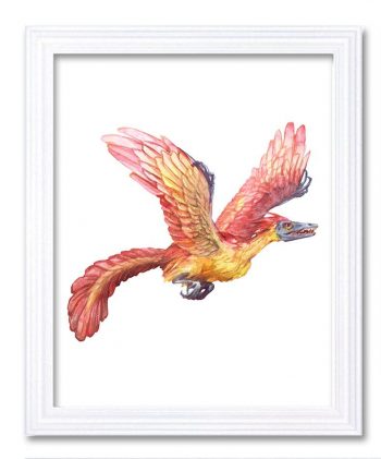 INSTANT DOWNLOAD Archaeopteryx Watercolor Dinosaur Print Red Beige Dinosaur Wall Art Children Nursery Art Poster Home Decor Painting