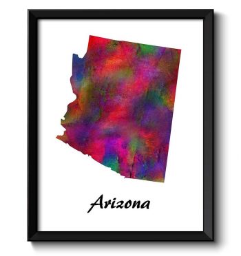 INSTANT DOWNLOAD Arizona Map State Watercolor Painting Poster Print USA United States Abstract Landscape Art Colorful Rainbow