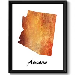 INSTANT DOWNLOAD Arizona Map State Watercolor Painting Poster Print USA United States Abstract Landscape Art Rust Red Beige